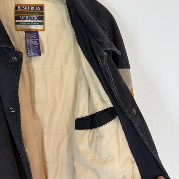 Vintage Varsity Suede Canvas Bomber Large 80s Black Brown Embroidered Jacket - Picture 4 of 10